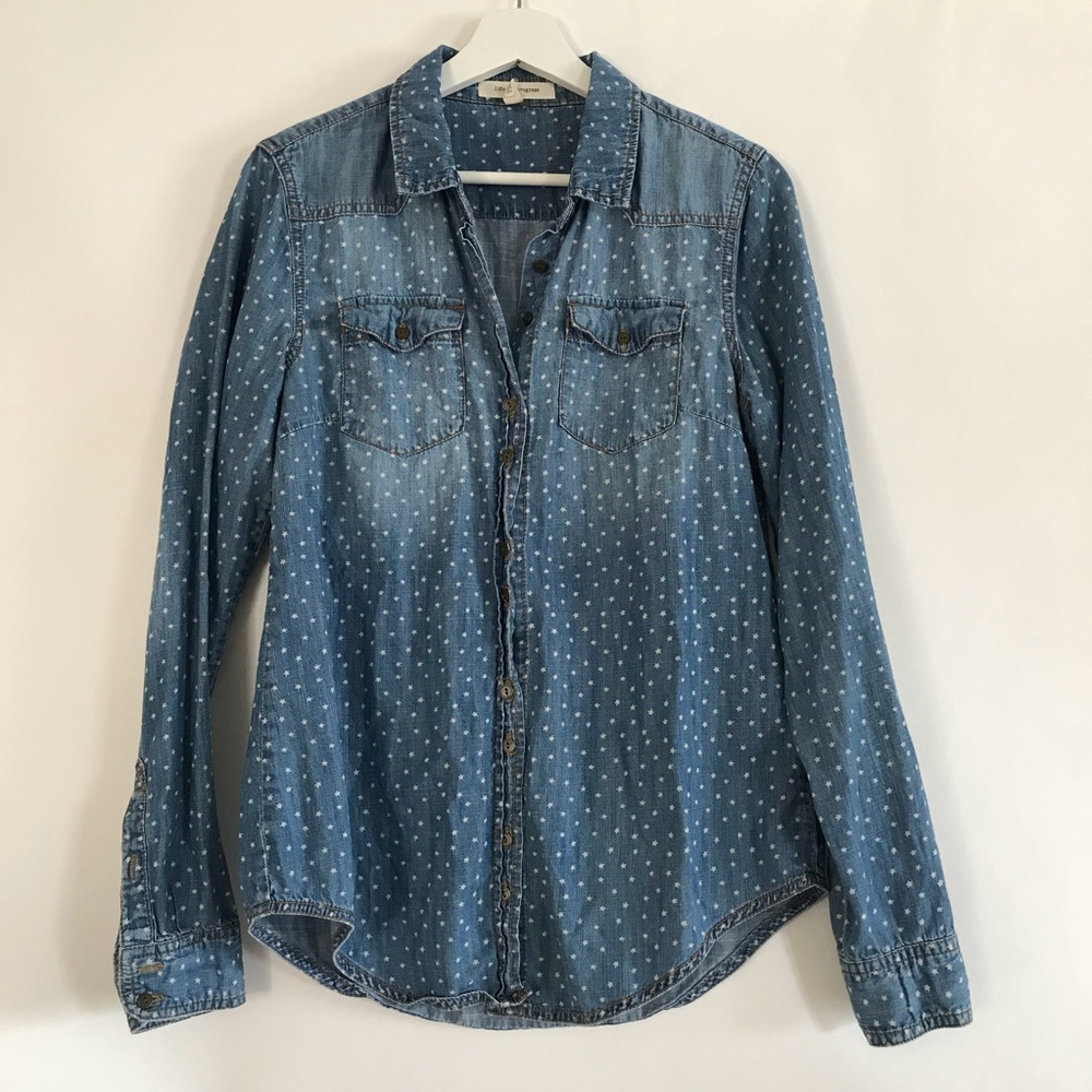 Life in Progress Blue Button Down Shirt
